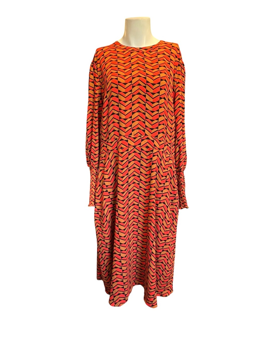Halogen Orange and Black Chevron Midi Dress